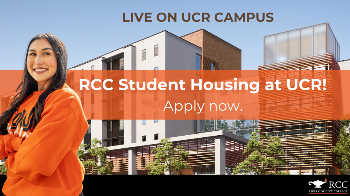 Housing Banner-Female Student in front of render- Apply now