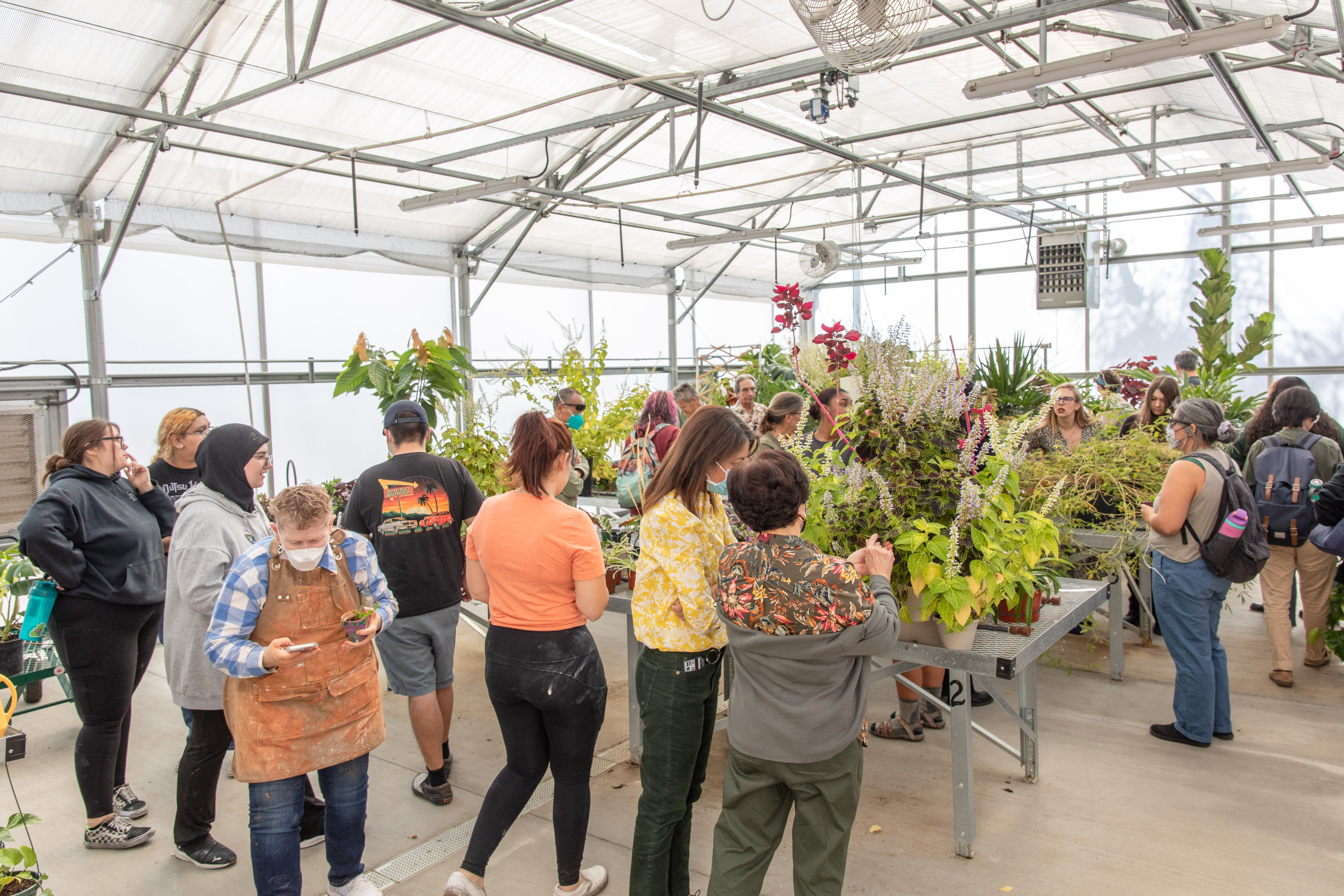 participants touring the greenhouse.