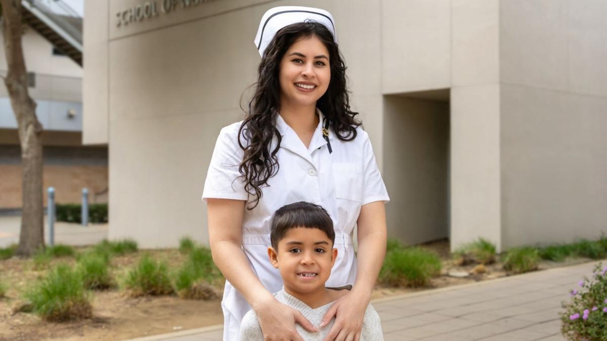 Julisa with her son at her pinning ceremony 