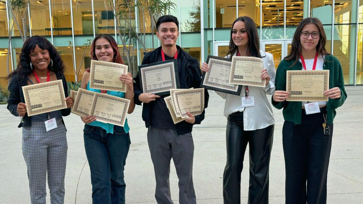 The Viewpoints team, from left, includes: Qiesa Taylor, Izabella De La Rosa, Editor-in-Chief Eric Pacheco, Caitlyn Nelson and Natalie Strain.