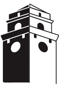 Black Clock tower icon silhouette 