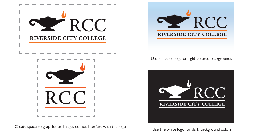 Do create space so graphic or images do not interfere with the logo, do use full color logo on light colored backgrounds, do use the white logo for dark background colors