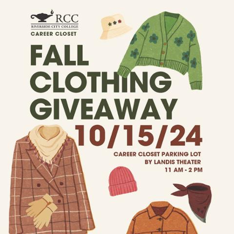 Sweaters and coats - clip art text over the top Career Closet Fall clothing giveaway