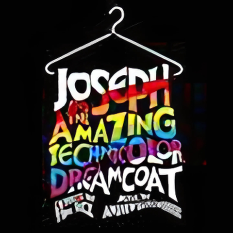 Joseph and the Amazing Technicolor Dream Coat in colorful wavy text