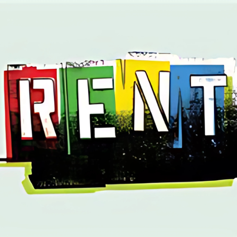 RENT written in colorful graffiti writing