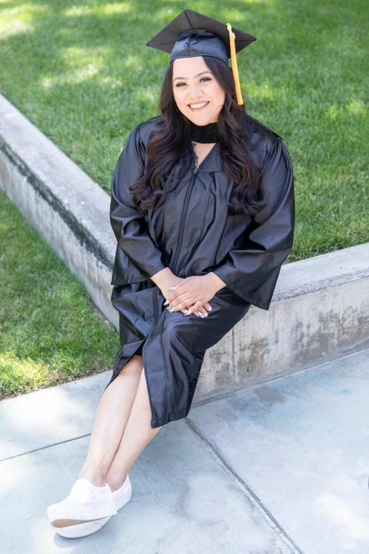 Rachel Rangel Leon in graduation regalia