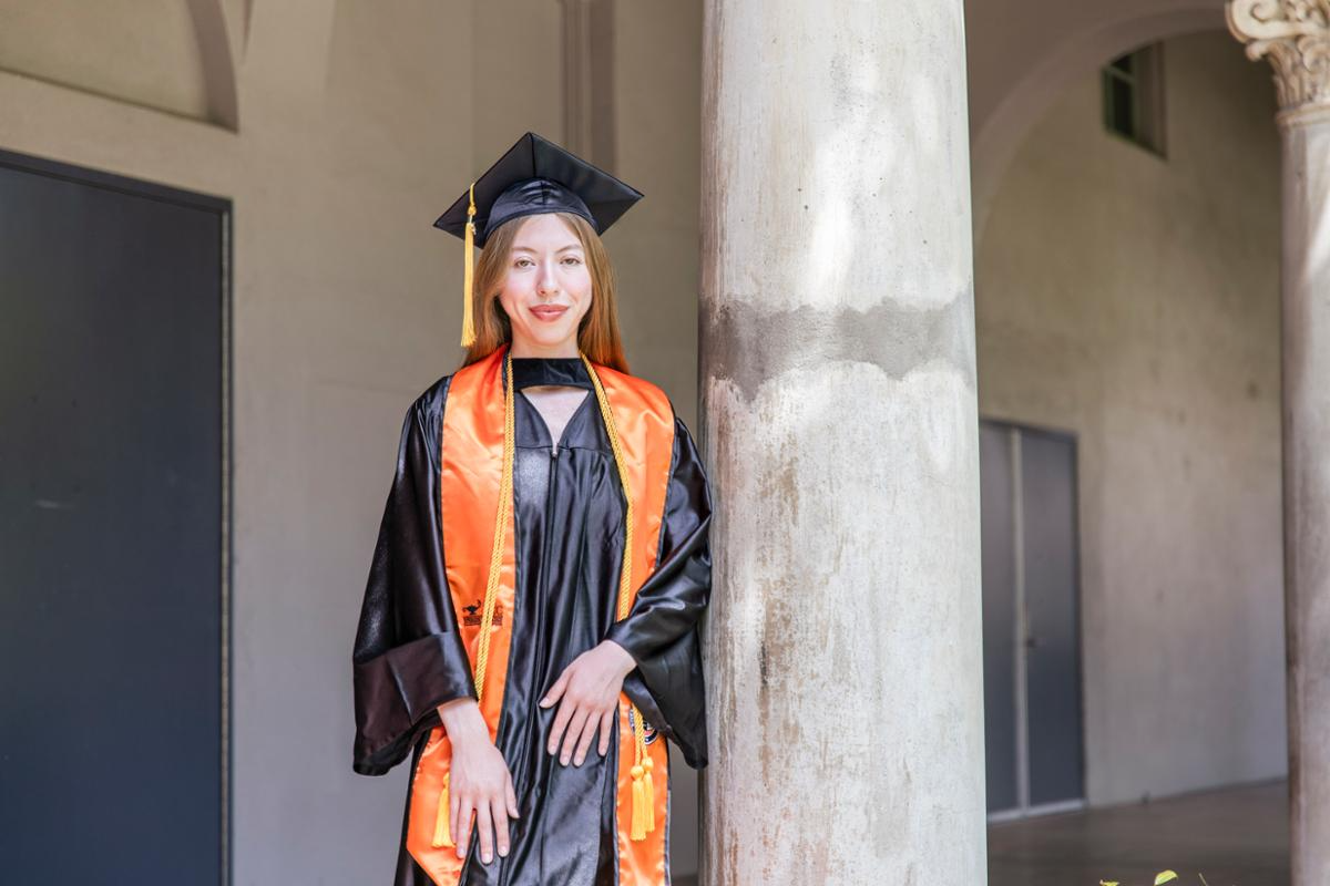 Lesly Zavala in graduation regalia